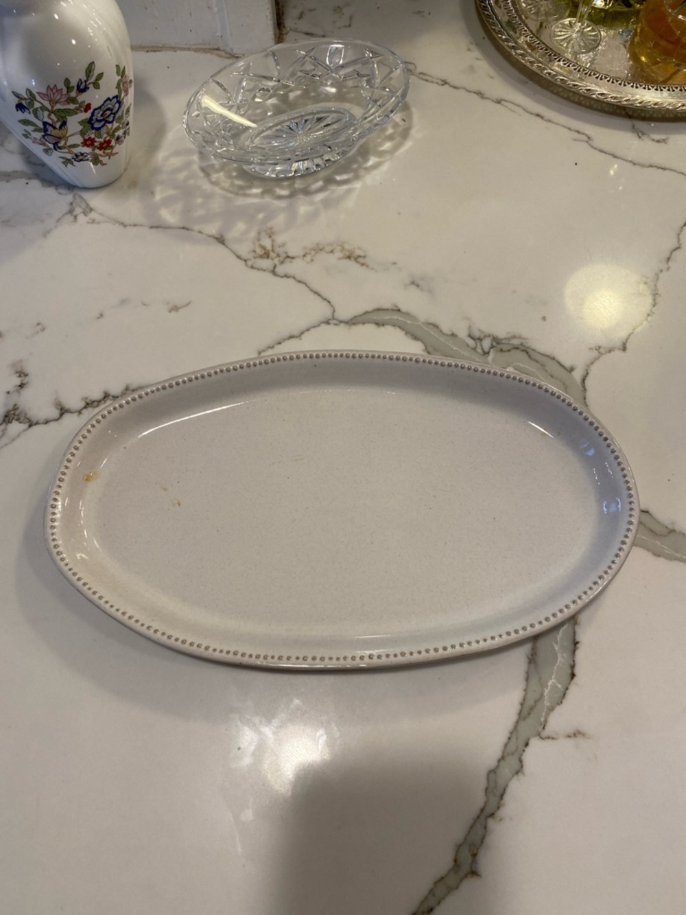NWOT Hearth and Hand White Beaded Edge Oval Farmhouse Durable Stoneware Platter
